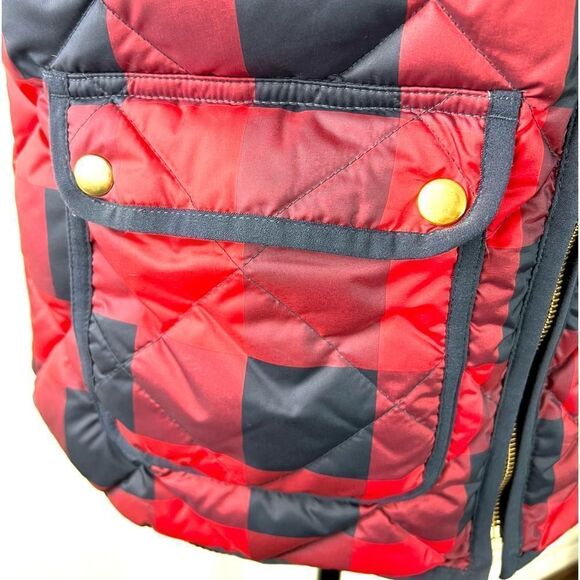 J.Crew Excursion Quilted Buffalo Red & Black Check Vest - Picture 6 of 12